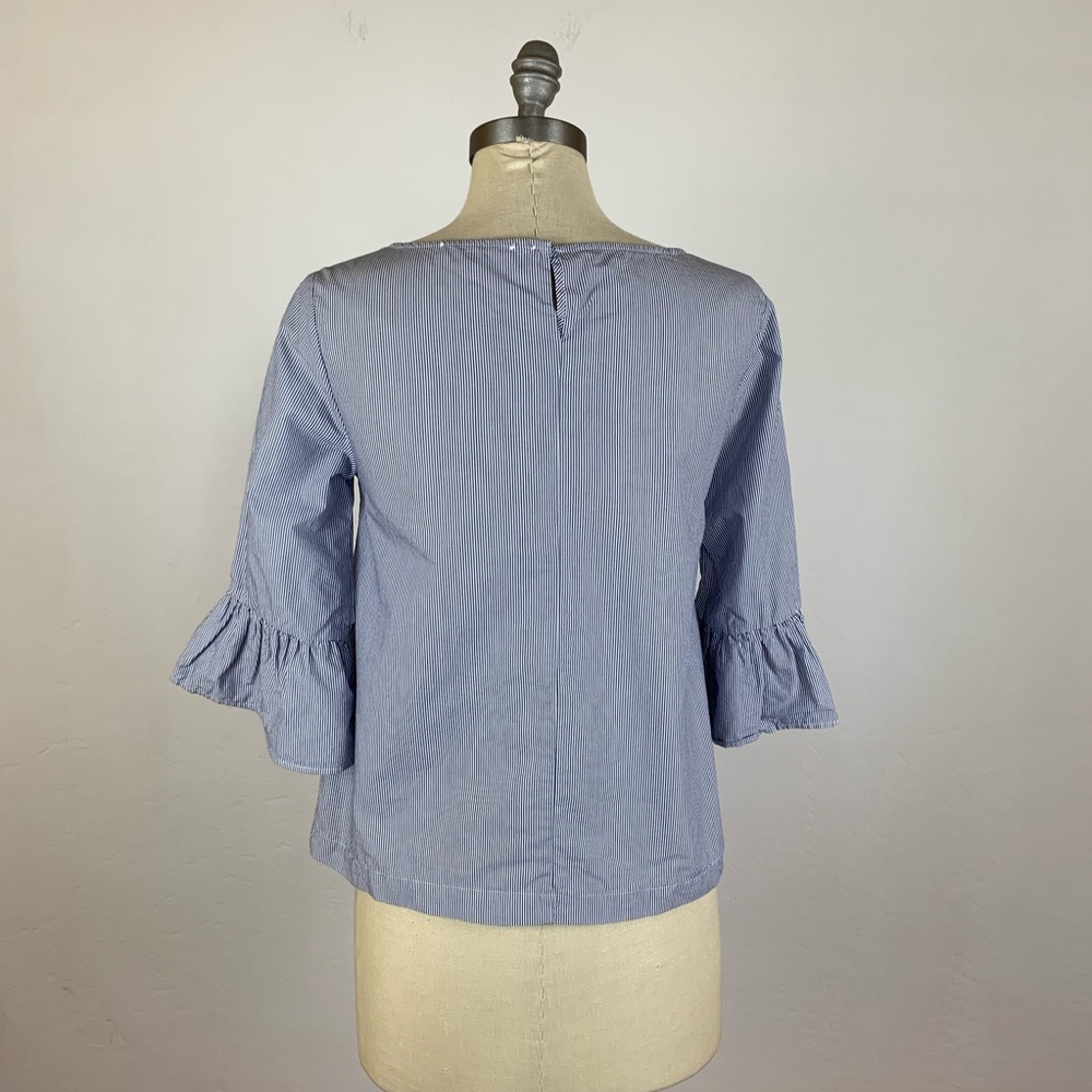 Madewell Stripe 3/4 Sleeve Bell Sleeve Top - Picture 6 of 8